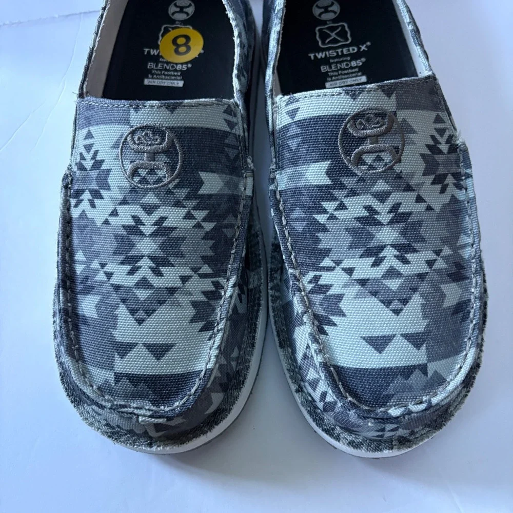 Twisted X Hooey Loafers Mens Size 8 Gray Aztec Geometric Western Slip On
